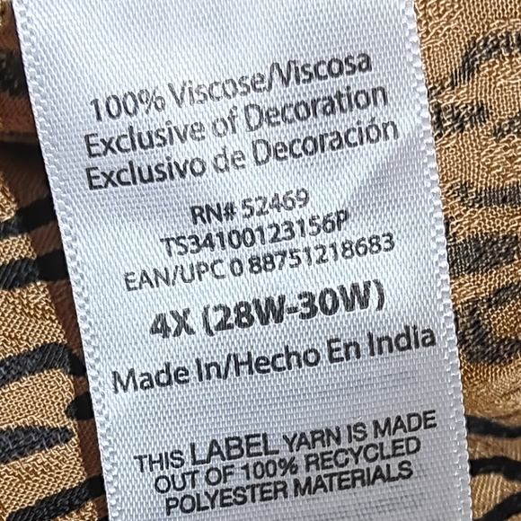 NWT Terra & Sky Balloon Sleeve Blouse, Size 4X, Leopard Print, Flowy, Soft - Picture 9 of 9